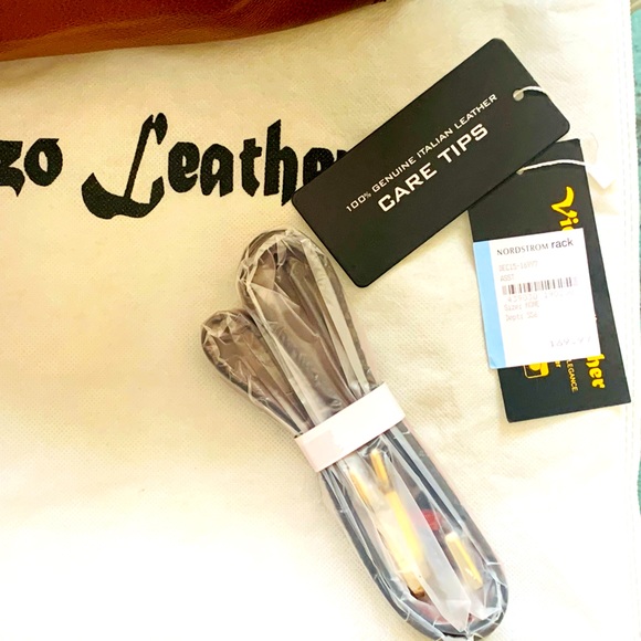 ✨Vincenzo Leather✨ Red Embossed Italian Leather Satchel w/Dusk Bag - Picture 2 of 12